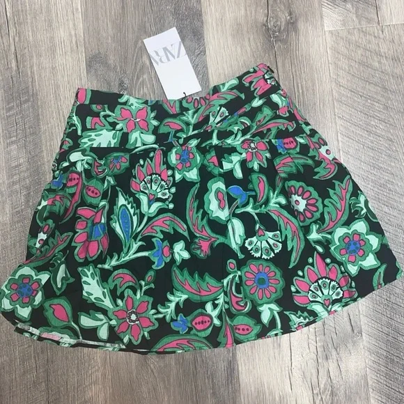 Zara FLORAL PRINT LINEN BLEND MINI SKIRT - SIZE XS - NWT - Picture 6 of 14